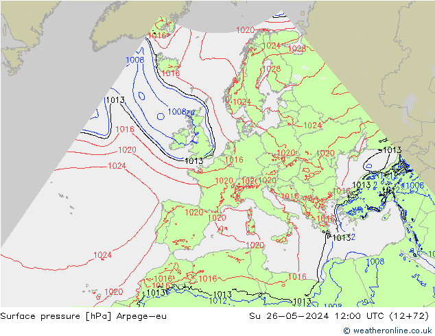 Luchtdruk (Grond) Arpege-eu zo 26.05.2024 12 UTC