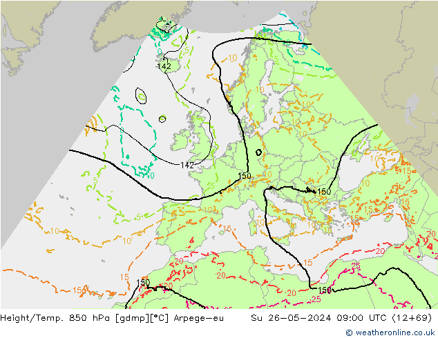 Height/Temp. 850 hPa Arpege-eu  26.05.2024 09 UTC