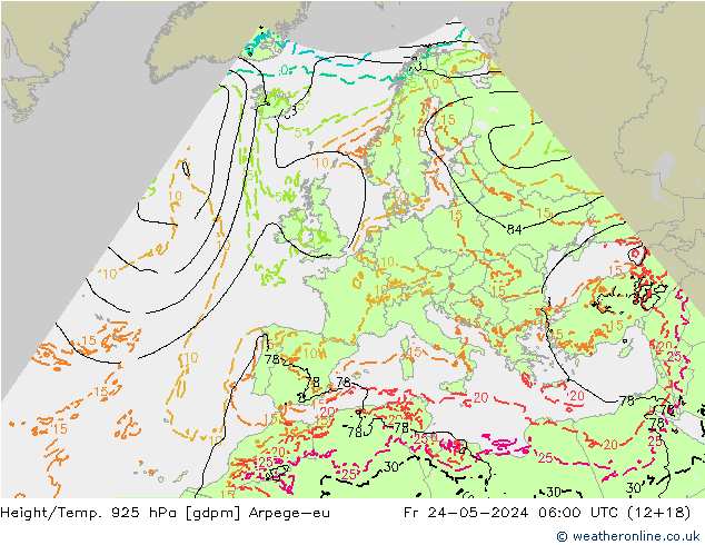 Height/Temp. 925 hPa Arpege-eu Fr 24.05.2024 06 UTC