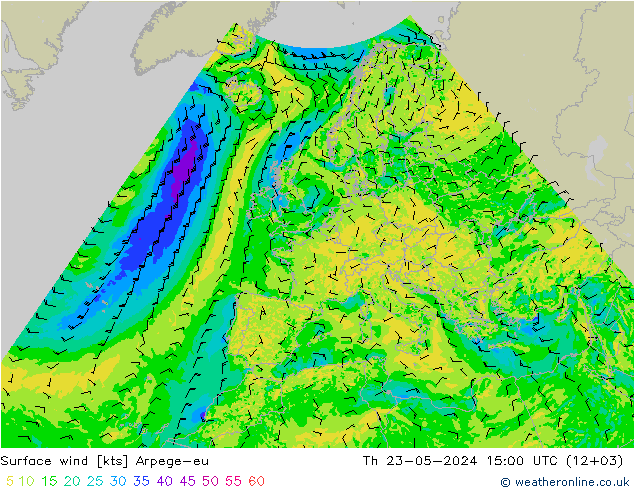 风 10 米 Arpege-eu 星期四 23.05.2024 15 UTC