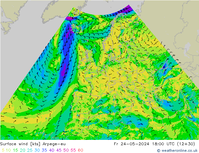 Bodenwind Arpege-eu Fr 24.05.2024 18 UTC