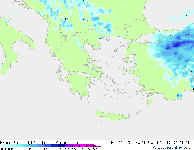 Precipitation (12h) Arpege-eu Fr 24.05.2024 12 UTC