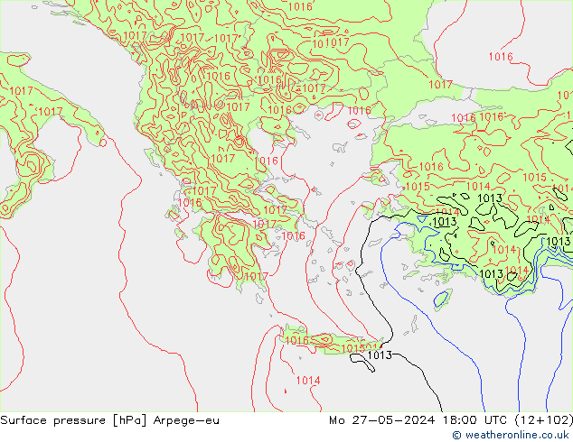 pression de l'air Arpege-eu lun 27.05.2024 18 UTC