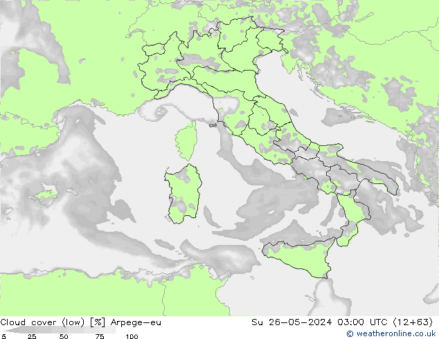 Bewolking (Laag) Arpege-eu zo 26.05.2024 03 UTC