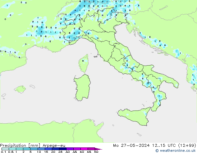 Srážky Arpege-eu Po 27.05.2024 15 UTC