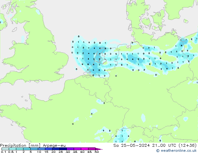 Srážky Arpege-eu So 25.05.2024 00 UTC