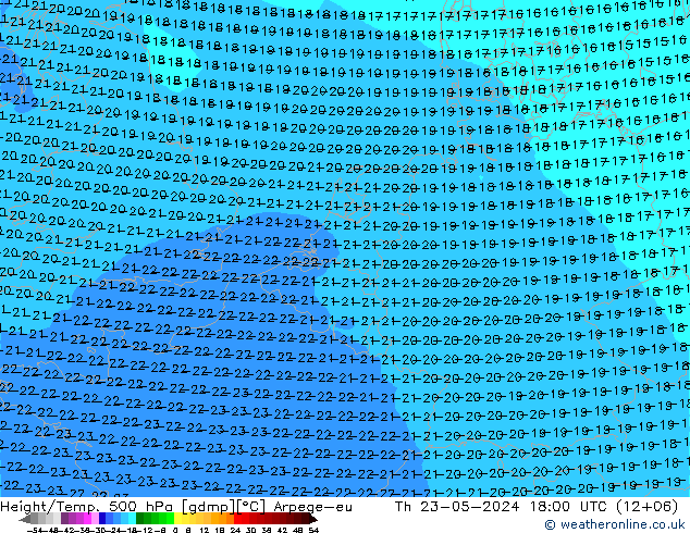 Height/Temp. 500 hPa Arpege-eu 星期四 23.05.2024 18 UTC