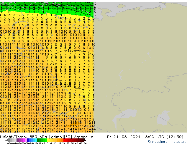 Height/Temp. 850 hPa Arpege-eu Fr 24.05.2024 18 UTC