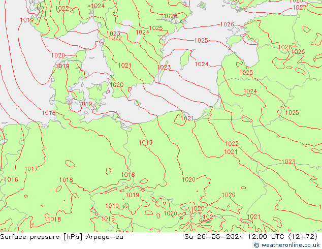 Presión superficial Arpege-eu dom 26.05.2024 12 UTC