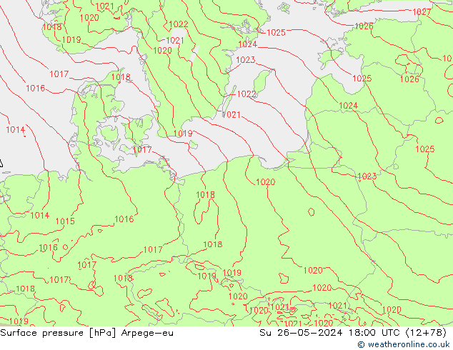 приземное давление Arpege-eu Вс 26.05.2024 18 UTC