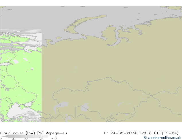 zachmurzenie (niskie) Arpege-eu pt. 24.05.2024 12 UTC