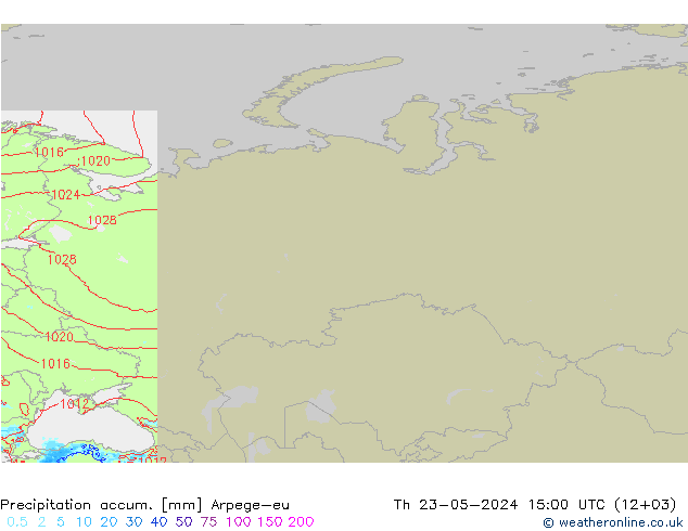 Precipitation accum. Arpege-eu gio 23.05.2024 15 UTC