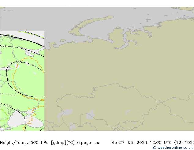 Height/Temp. 500 hPa Arpege-eu Mo 27.05.2024 18 UTC