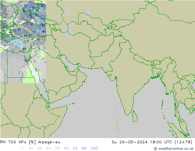 RH 700 hPa Arpege-eu Su 26.05.2024 18 UTC