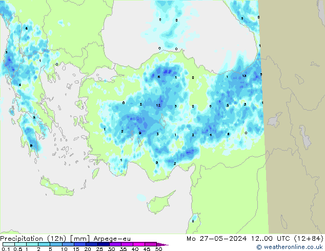 Precipitação (12h) Arpege-eu Seg 27.05.2024 00 UTC