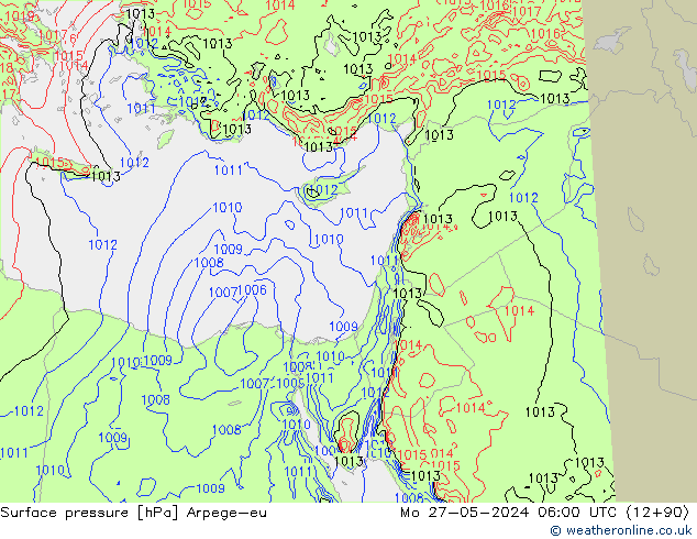 Atmosférický tlak Arpege-eu Po 27.05.2024 06 UTC