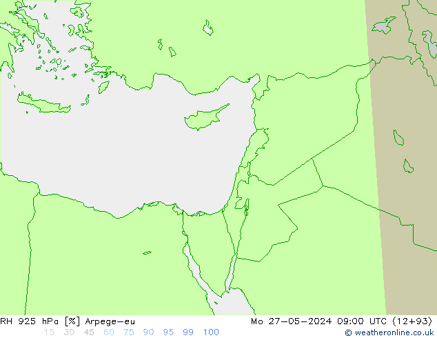 RH 925 гПа Arpege-eu пн 27.05.2024 09 UTC