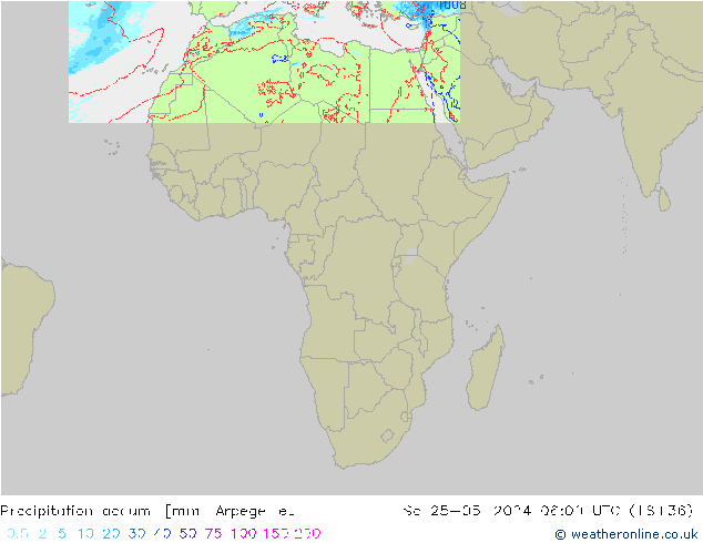 Totale neerslag Arpege-eu za 25.05.2024 06 UTC