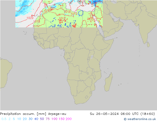 Toplam Yağış Arpege-eu Paz 26.05.2024 06 UTC