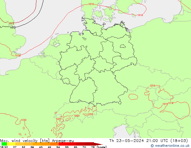 Windböen Arpege-eu Do 23.05.2024 21 UTC