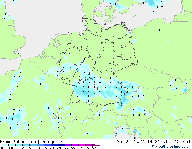 Precipitación Arpege-eu jue 23.05.2024 21 UTC