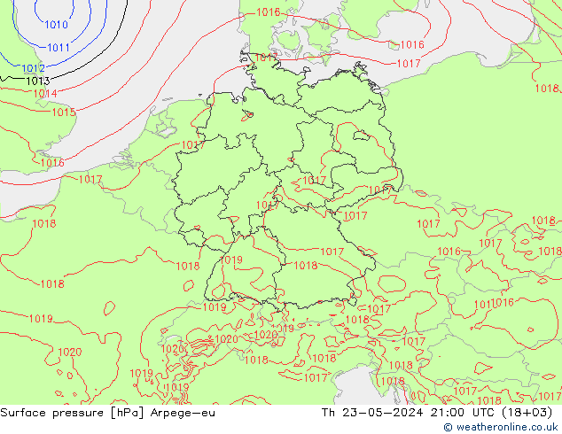Luchtdruk (Grond) Arpege-eu do 23.05.2024 21 UTC