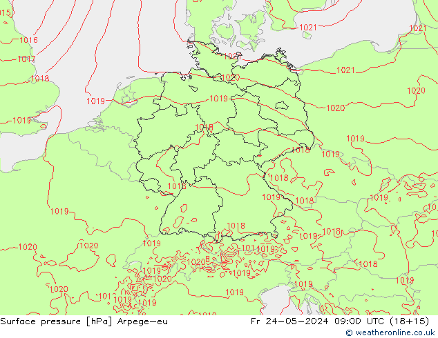 Surface pressure Arpege-eu Fr 24.05.2024 09 UTC