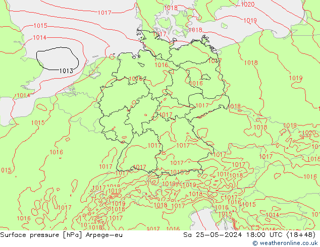 Surface pressure Arpege-eu Sa 25.05.2024 18 UTC