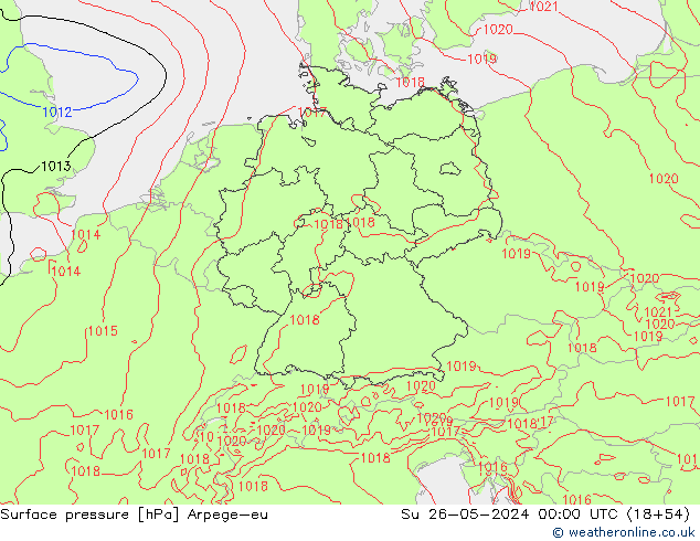 Surface pressure Arpege-eu Su 26.05.2024 00 UTC