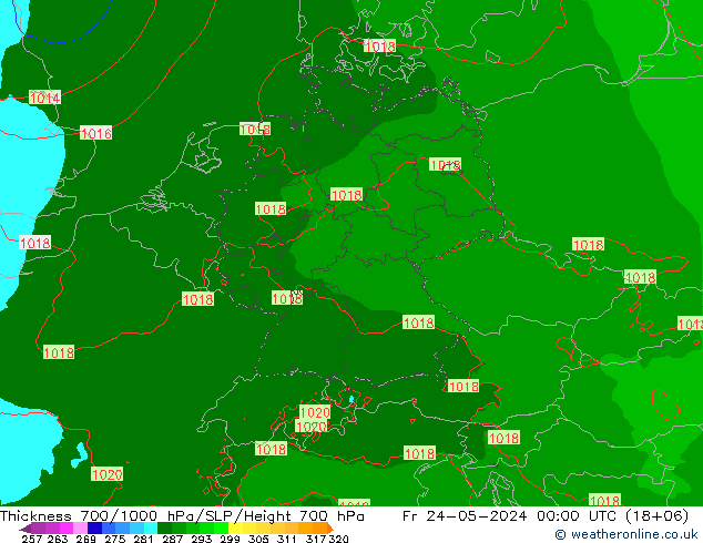 Thck 700-1000 hPa Arpege-eu 星期五 24.05.2024 00 UTC