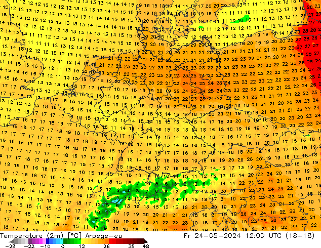 Temperature (2m) Arpege-eu Fr 24.05.2024 12 UTC