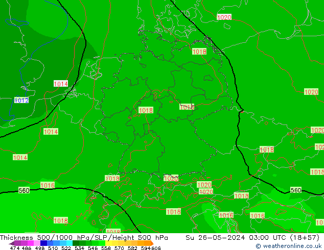 Thck 500-1000hPa Arpege-eu Ne 26.05.2024 03 UTC