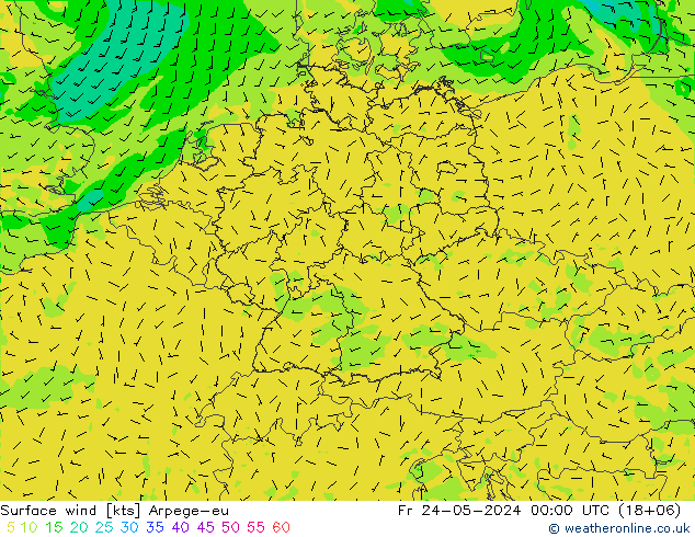 Surface wind Arpege-eu Pá 24.05.2024 00 UTC