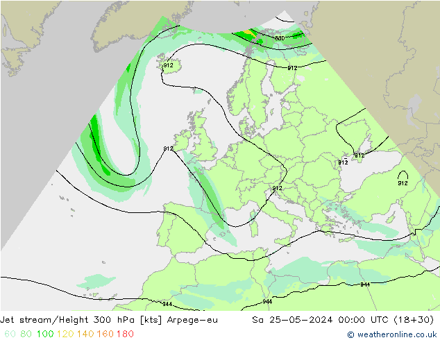 Jet stream Arpege-eu Sáb 25.05.2024 00 UTC