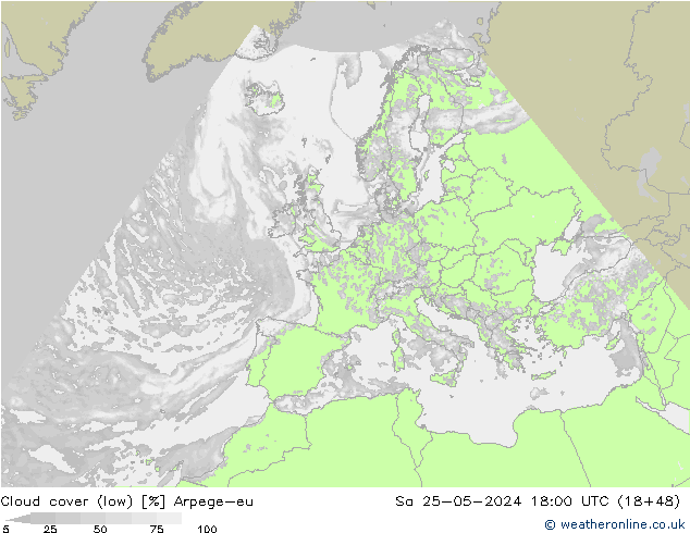 Bewolking (Laag) Arpege-eu za 25.05.2024 18 UTC