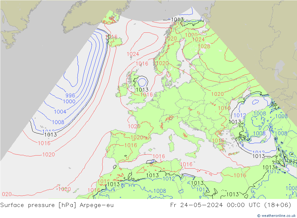 Surface pressure Arpege-eu Fr 24.05.2024 00 UTC