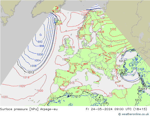 Luchtdruk (Grond) Arpege-eu vr 24.05.2024 09 UTC