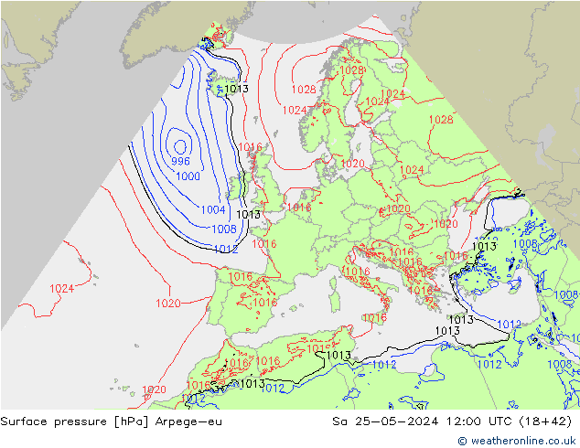 Surface pressure Arpege-eu Sa 25.05.2024 12 UTC