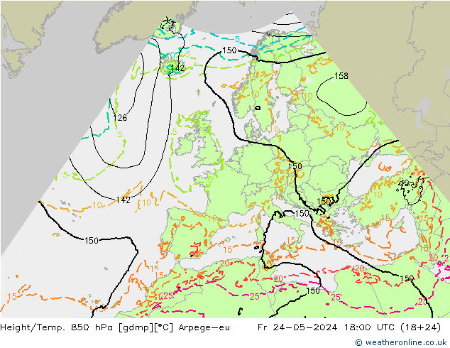 Height/Temp. 850 hPa Arpege-eu Fr 24.05.2024 18 UTC