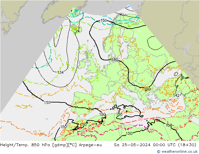 Height/Temp. 850 hPa Arpege-eu Sa 25.05.2024 00 UTC