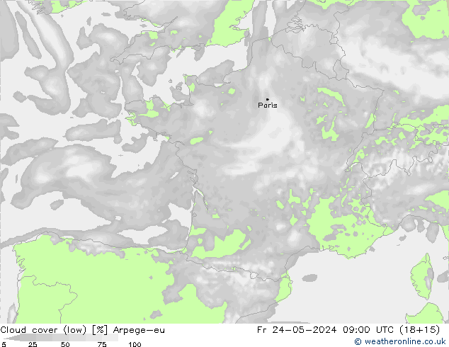 Nubi basse Arpege-eu ven 24.05.2024 09 UTC