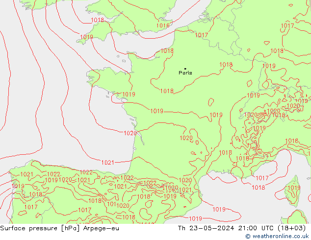 Bodendruck Arpege-eu Do 23.05.2024 21 UTC