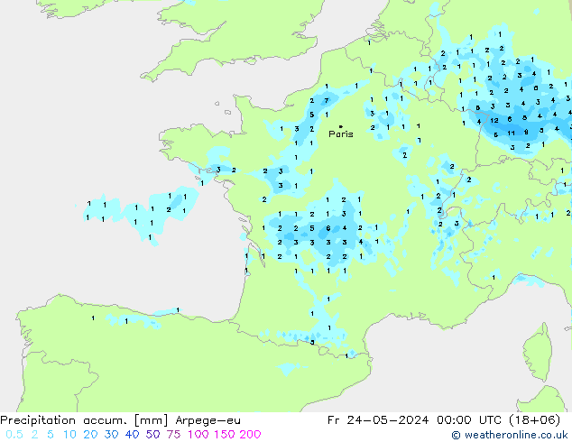 Precipitation accum. Arpege-eu пт 24.05.2024 00 UTC