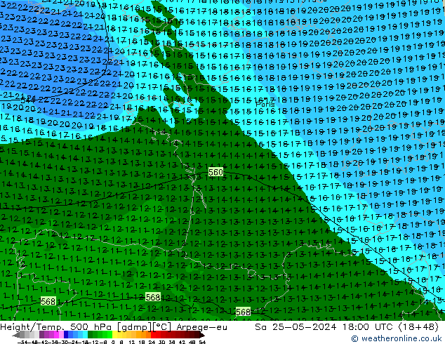 Height/Temp. 500 hPa Arpege-eu  25.05.2024 18 UTC