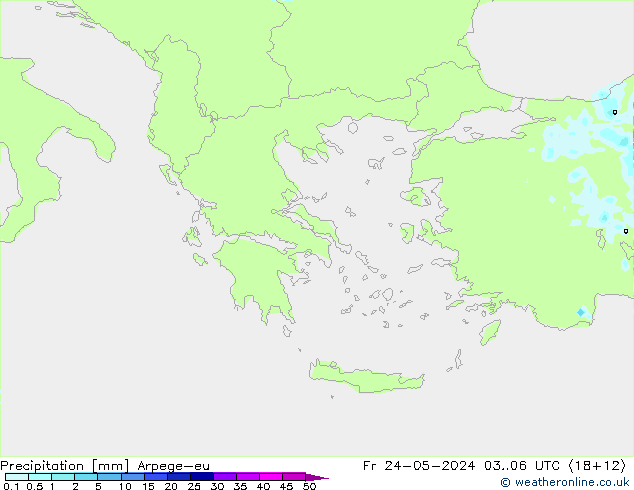 Precipitazione Arpege-eu ven 24.05.2024 06 UTC