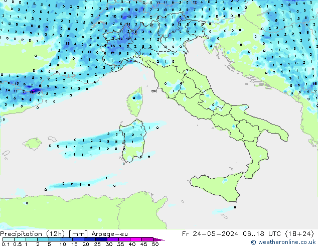 Nied. akkumuliert (12Std) Arpege-eu Fr 24.05.2024 18 UTC