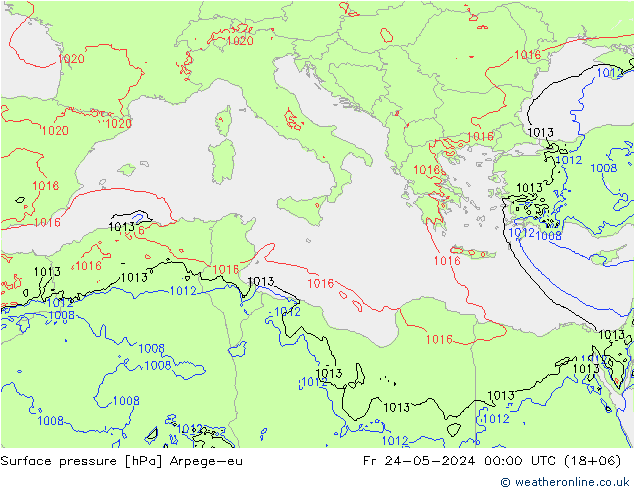 Surface pressure Arpege-eu Fr 24.05.2024 00 UTC