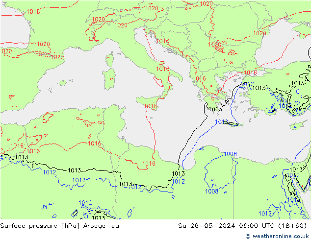 Atmosférický tlak Arpege-eu Ne 26.05.2024 06 UTC