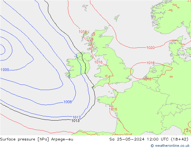 Surface pressure Arpege-eu Sa 25.05.2024 12 UTC