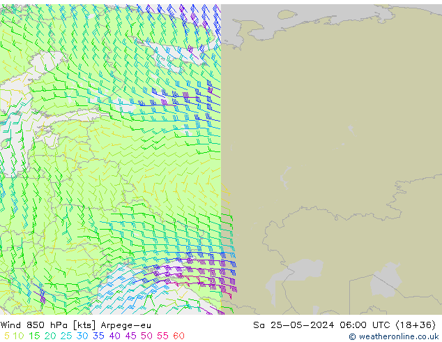 Rüzgar 850 hPa Arpege-eu Cts 25.05.2024 06 UTC
